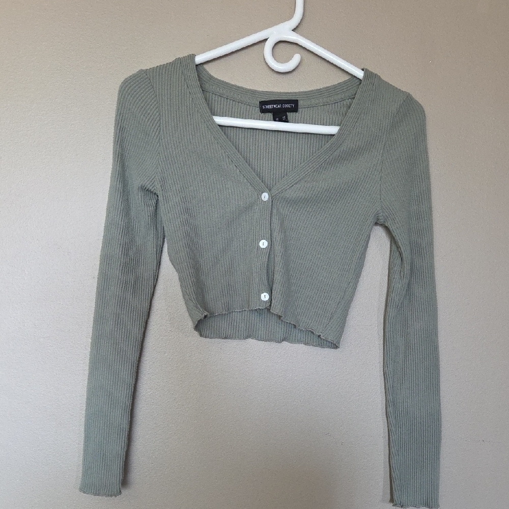 💥Buy2Get1Free💥Forever 21 Green Ribbed Long Sleeve